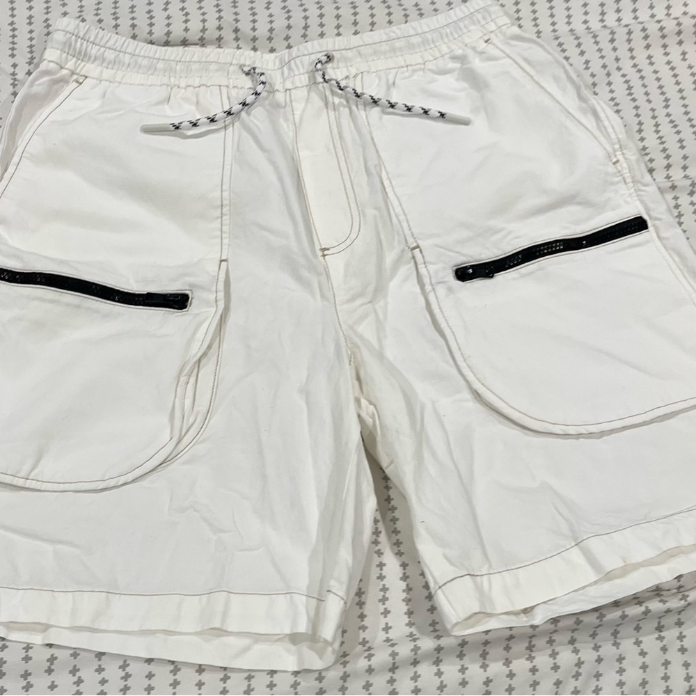 Zara Ivory Cargo Shorts with Ebony Accents